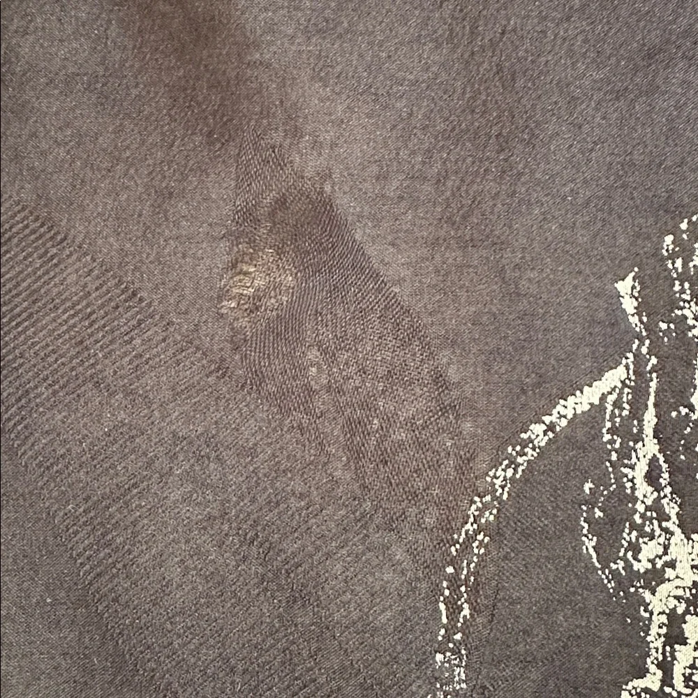 Giorgio Armani Black and Cream Floral Silk Scarf